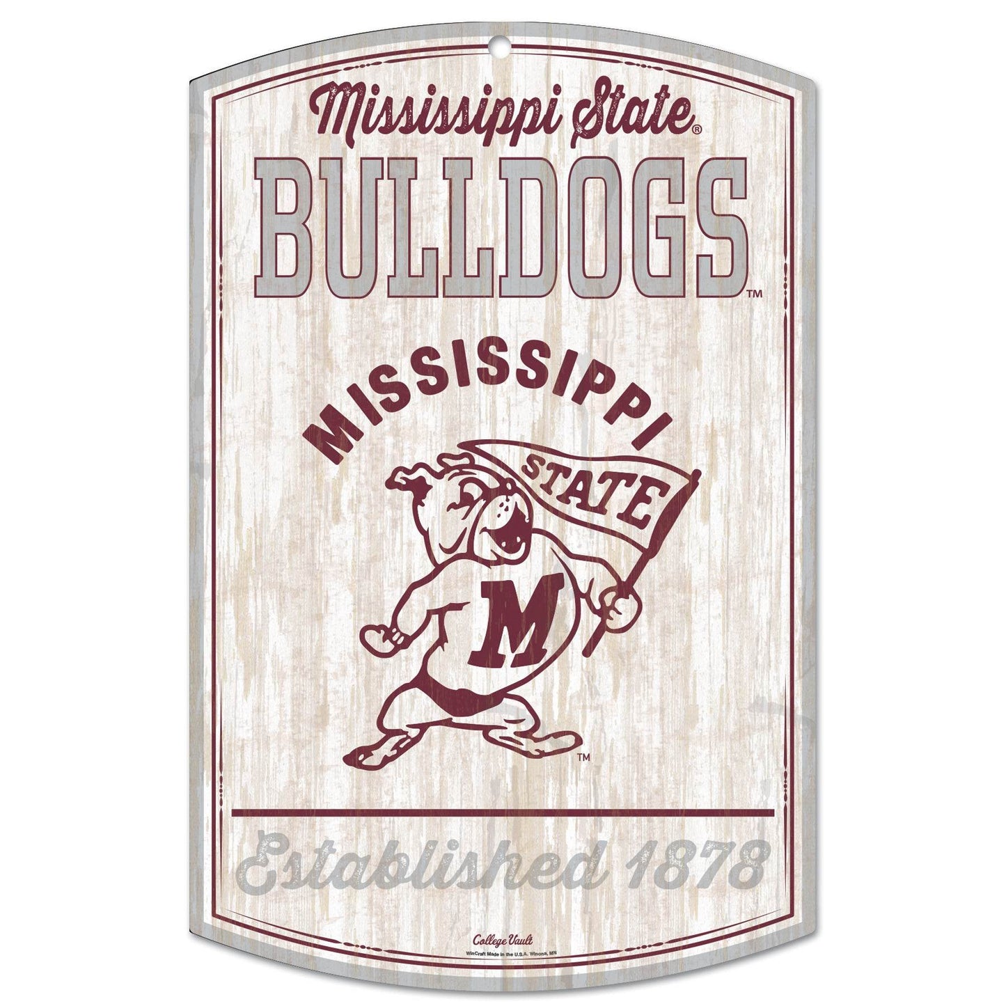 Mississippi State Bulldogs Retro Wood Sign 11x17 Wall Art - ToylandEU