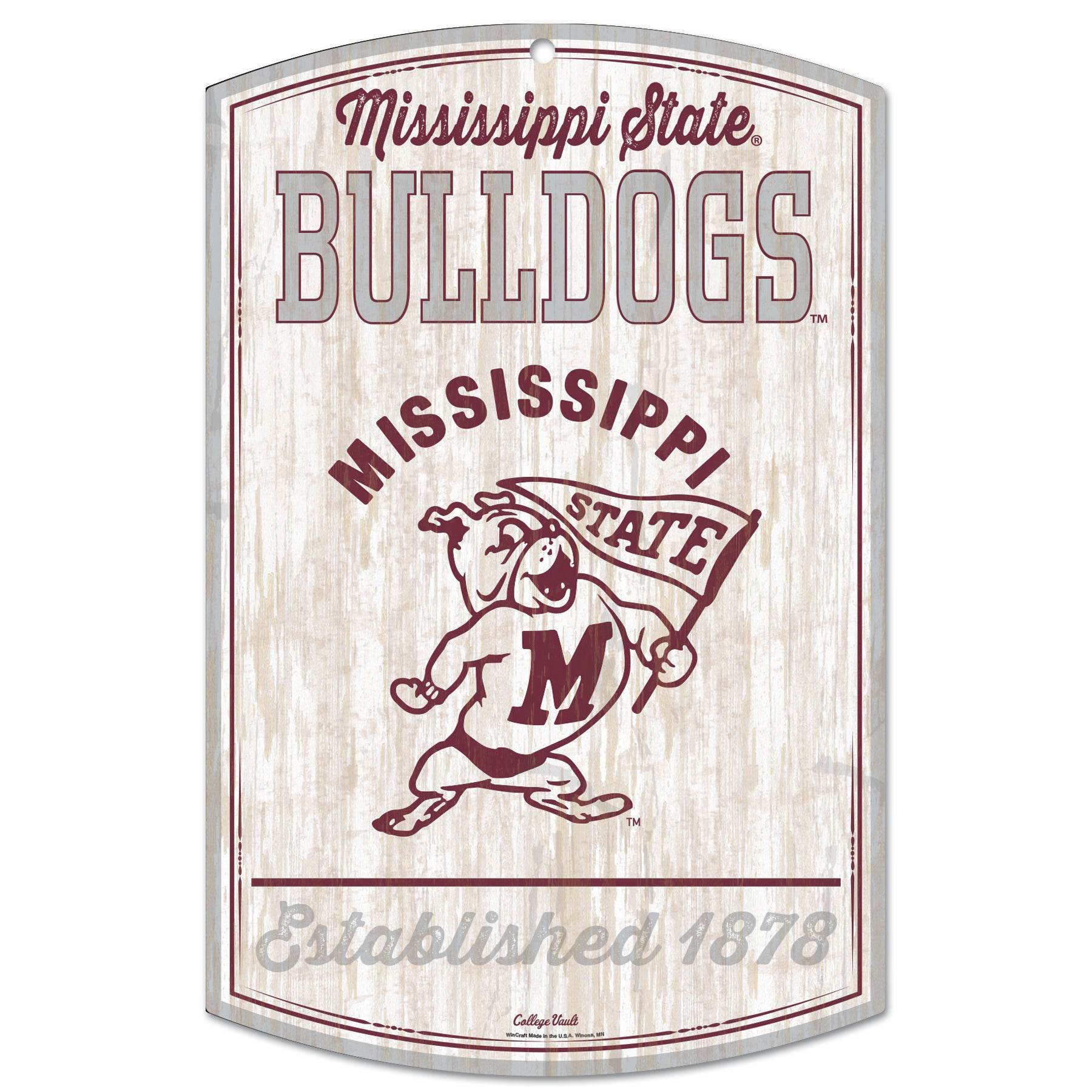 Mississippi State Bulldogs Retro Wood Sign 11x17 Wall Art - ToylandEU