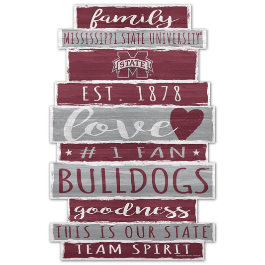 Mississippi State Bulldogs Wood Sign 11x17 Family Word - ToylandEU