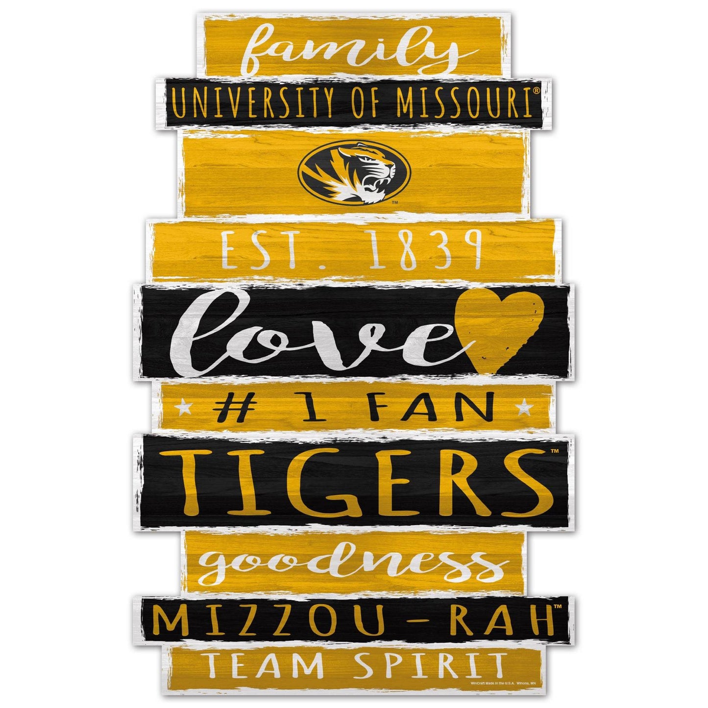 Missouri Tigers 11x17 Wood Family Word Sign for Home Decor - ToylandEU