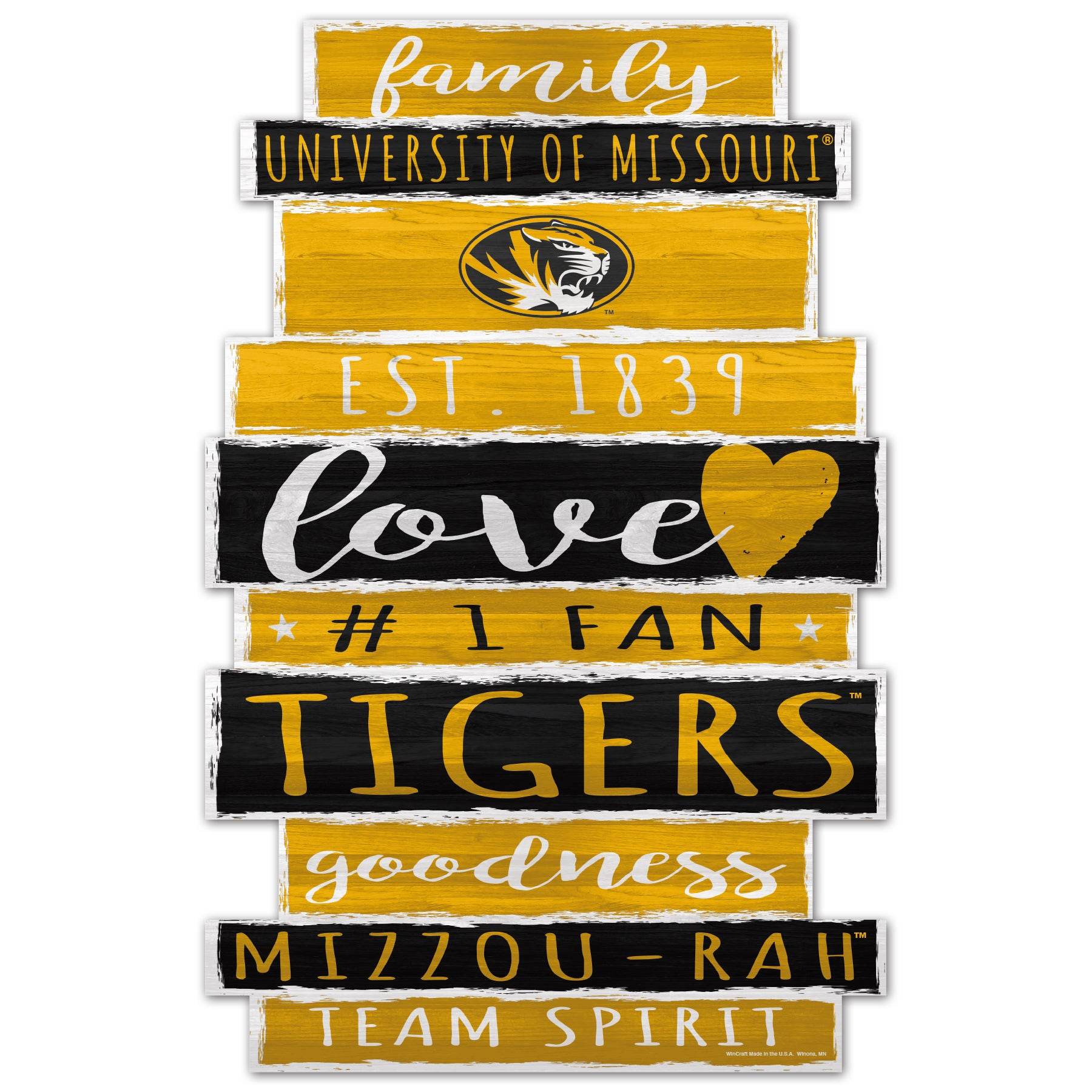 Missouri Tigers 11x17 Wood Family Word Sign for Home Decor - ToylandEU