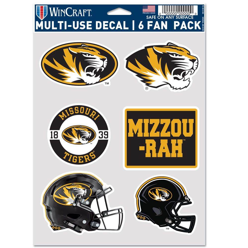 Missouri Tigers Fan Decal Pack Multi Use 6 Pack Set - ToylandEU