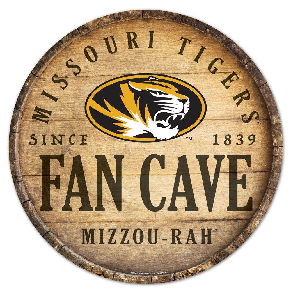 Missouri Tigers Wood Sign 14 Inch Round Barrel Top Decor - ToylandEU