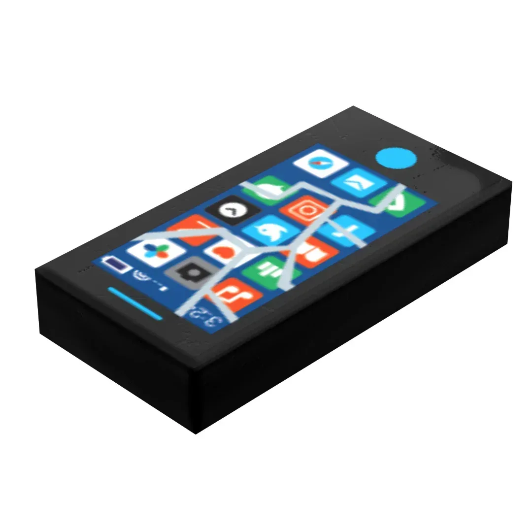 Cracked Screen LEGO Phone Tile Printed On Genuine 1x2 Tile For Figure Scale Display - ToylandEU