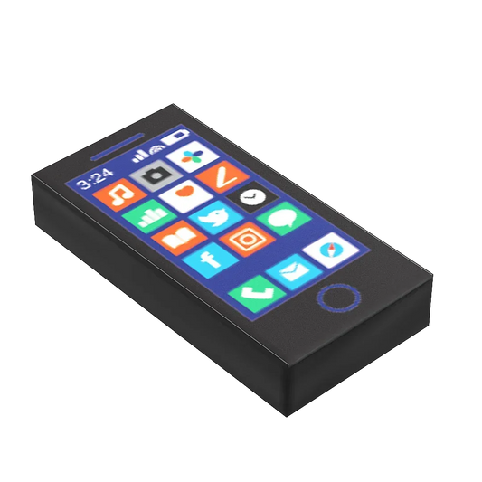 Mobile Phone - B3 Customs Printed 1x2 Tile made using LEGO parts - ToylandEU