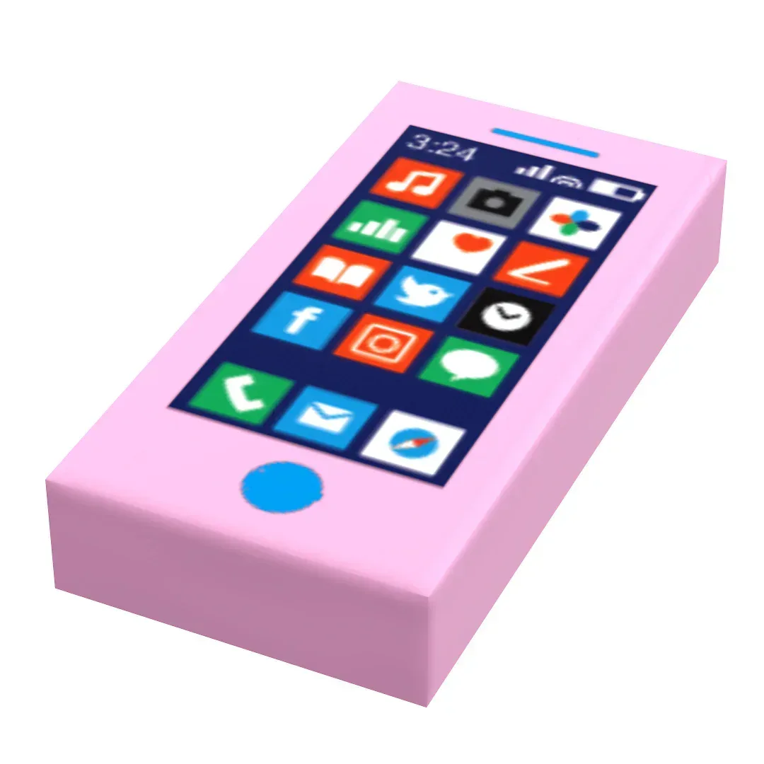 Mobile Phone - B3 Customs Printed 1x2 Tile made using LEGO parts - ToylandEU