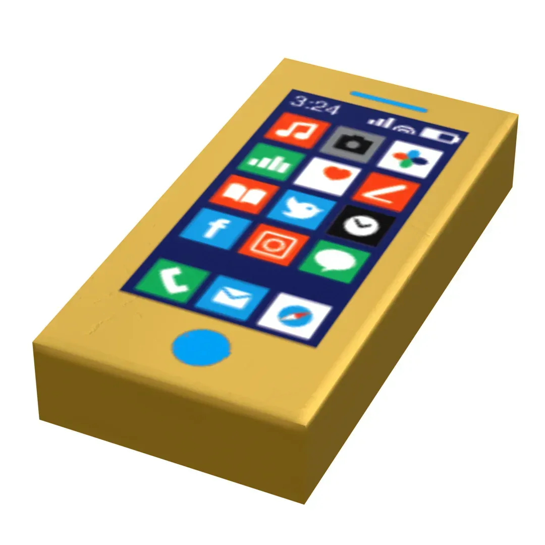 Mobile Phone - B3 Customs Printed 1x2 Tile made using LEGO parts - ToylandEU