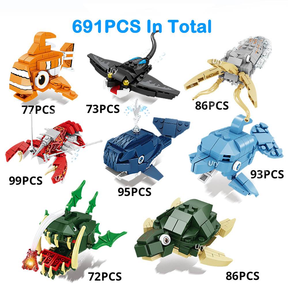 Moc Ocean Marine Fish Animals Building Blocks Toy Set for Kids - ToylandEU