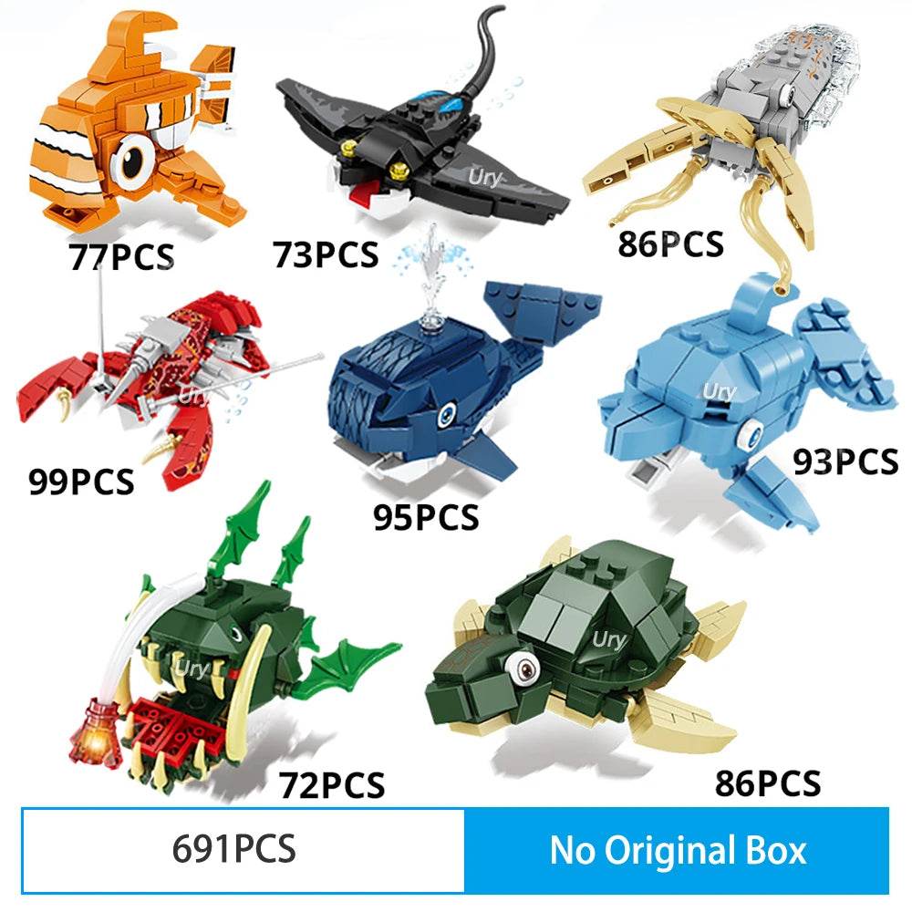 Moc Ocean Marine Fish Animals Building Blocks Toy Set for Kids - ToylandEU