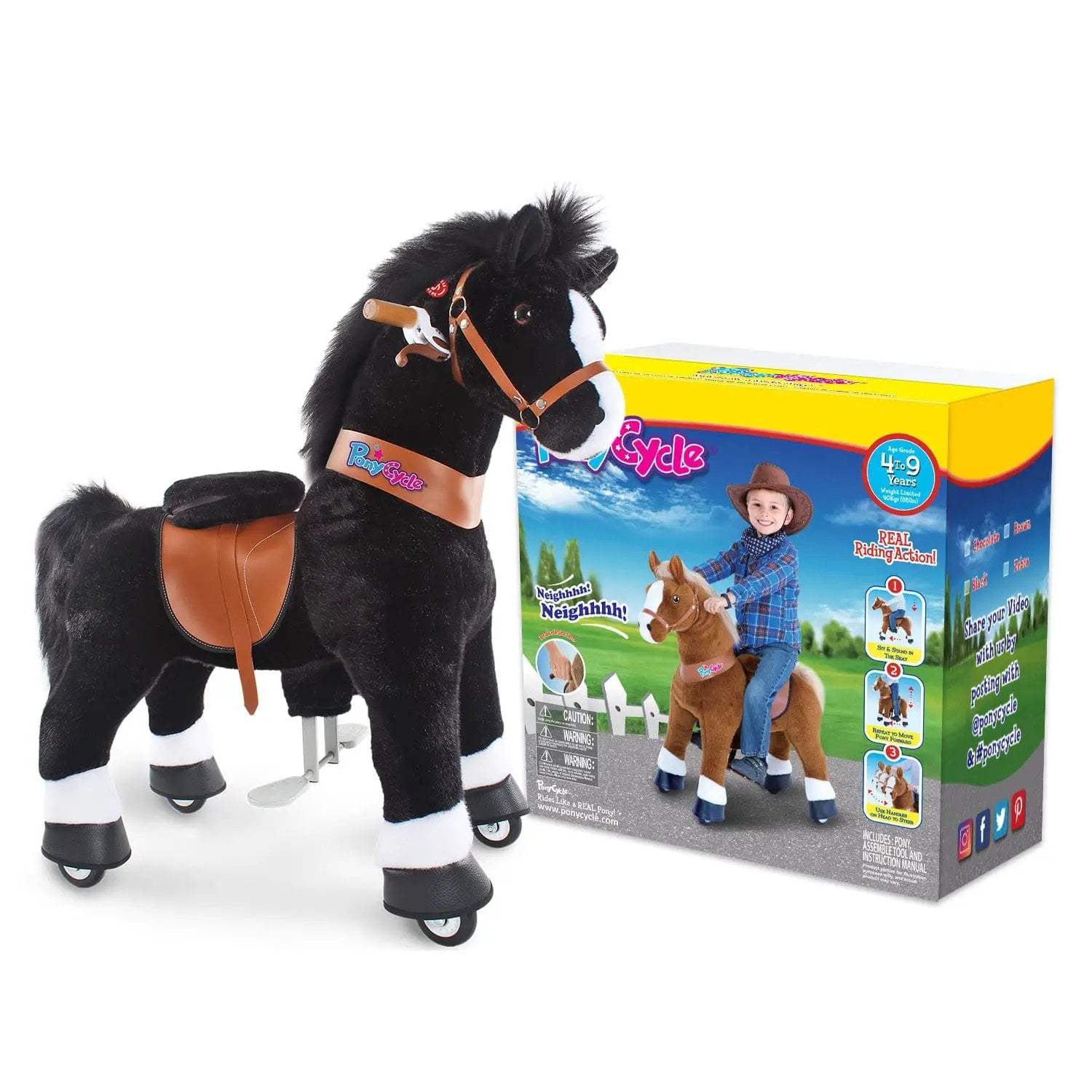 Model U® Horse Ride-On Toy Age 4–7 – Black - PonyCycle, Inc.