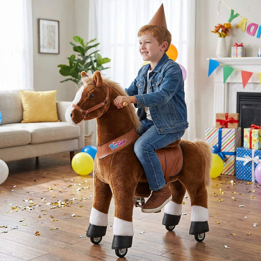  Ride On Pony Deluxe Toy For Kids Classic Brown Horse -  ToylandEU™