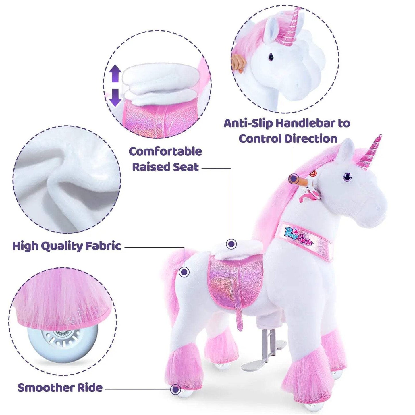 Model U® Unicorn Ride-On Toy Age 3–4 – Pink - PonyCycle, Inc.