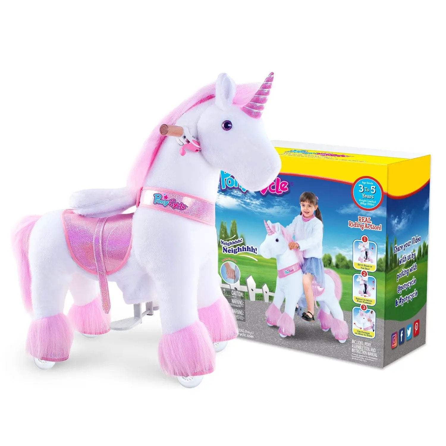Model U® Unicorn Ride-On Toy Age 3–4 – Pink - PonyCycle, Inc.