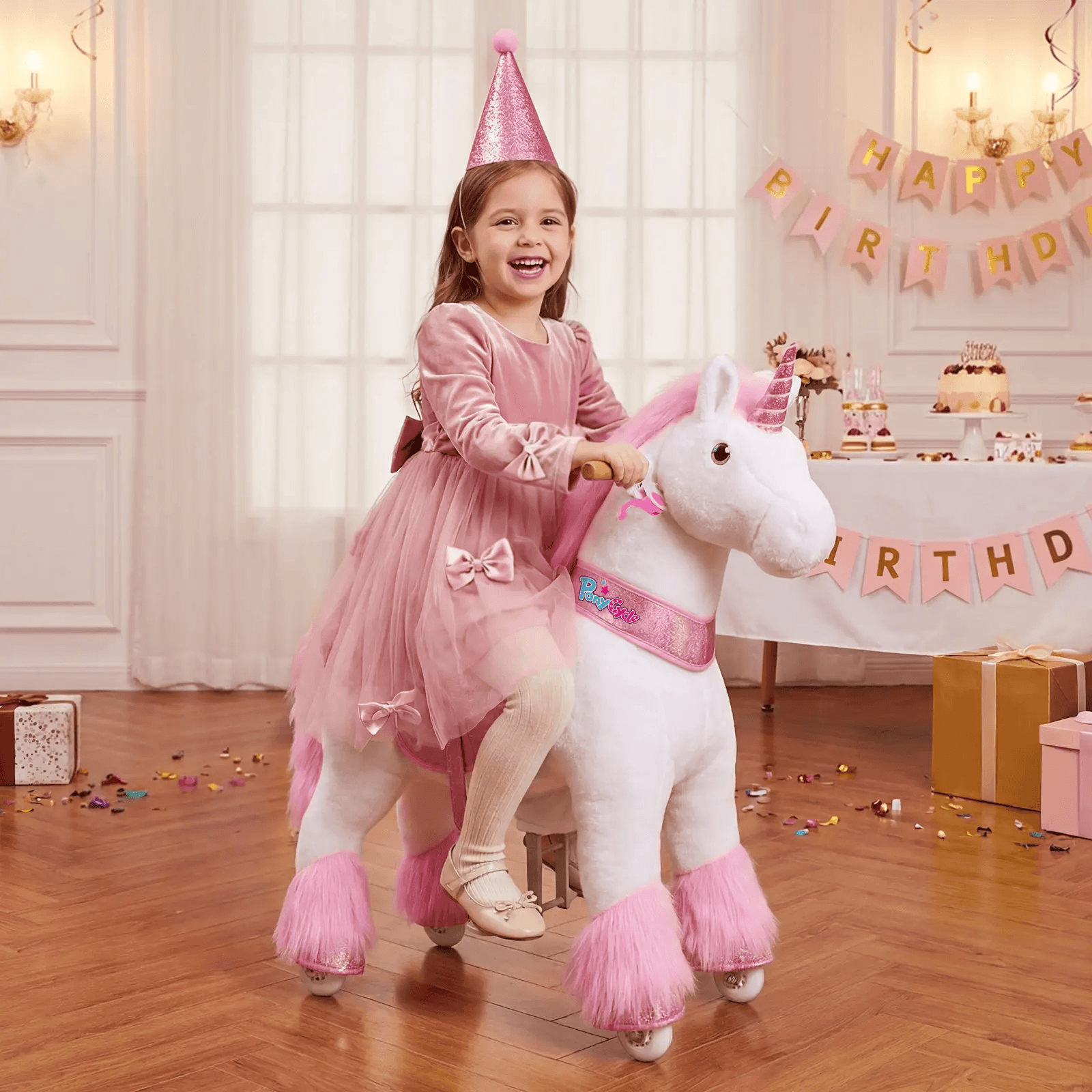 Model U® Unicorn Ride-On Toy Age 3–4 – Pink - PonyCycle, Inc.