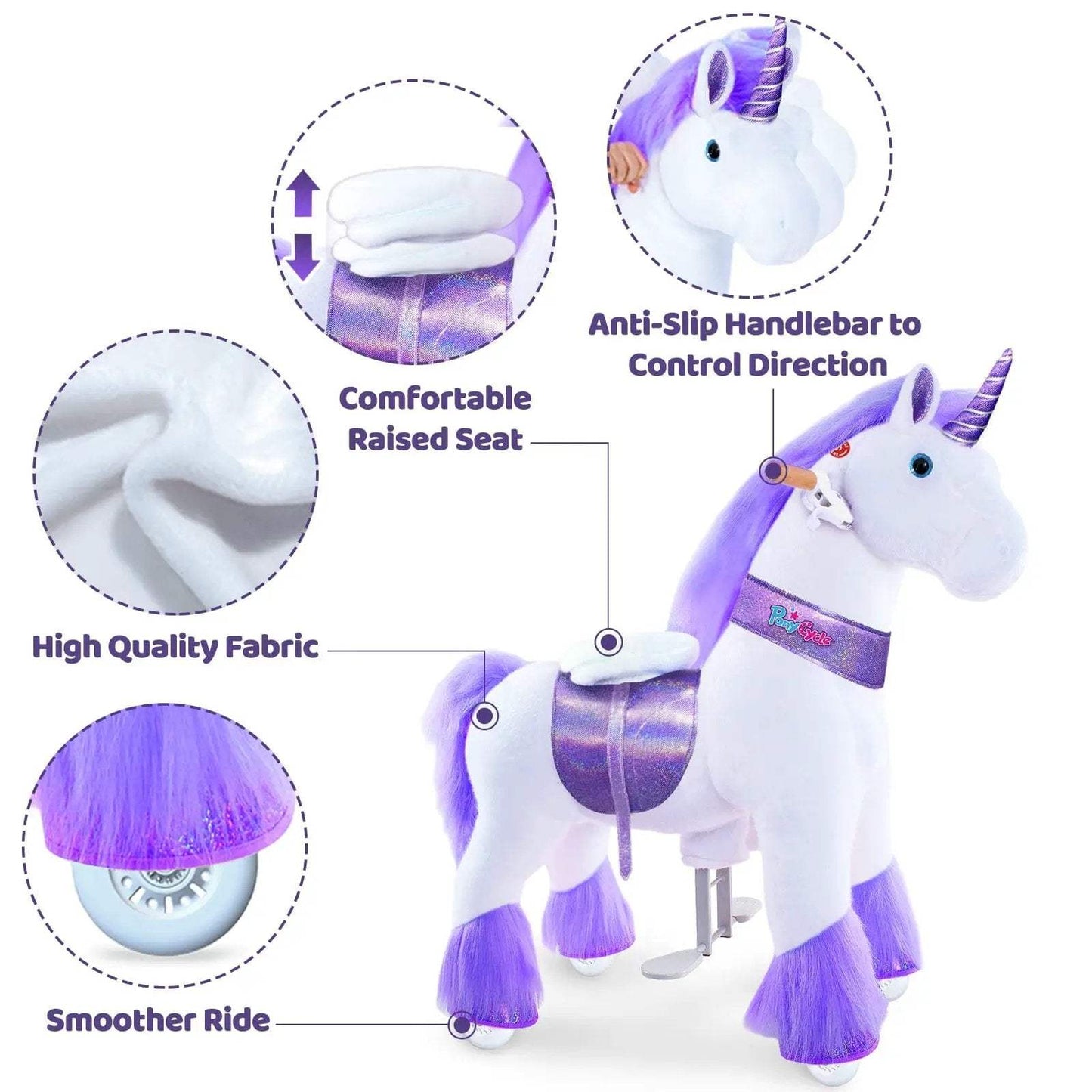 Model U® Unicorn Ride-On Toy Age 3–4 – Purple - PonyCycle, Inc.