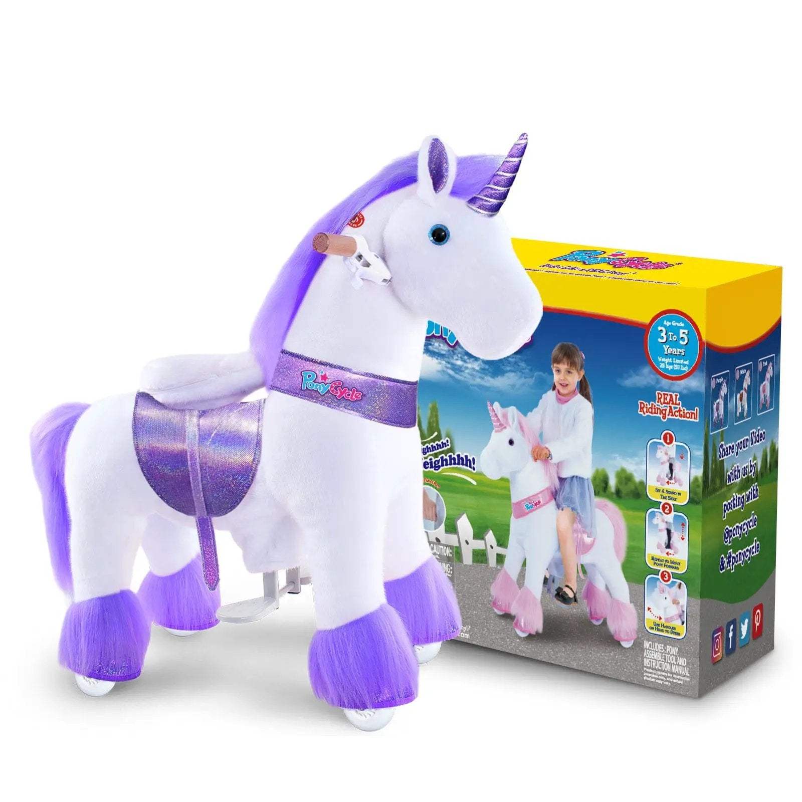 Model U® Unicorn Ride-On Toy Age 3–4 – Purple - PonyCycle, Inc.