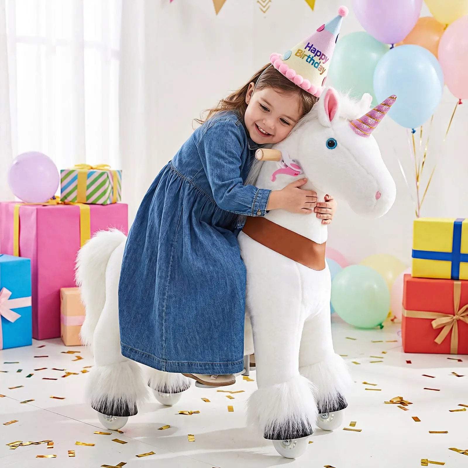 Model U® Unicorn Ride-On Toy Age 3–4 – White - PonyCycle, Inc.