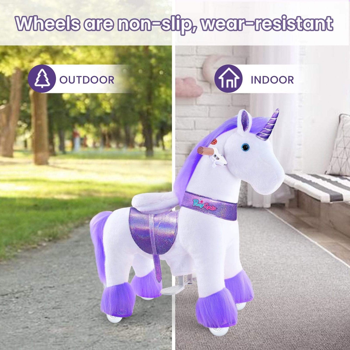 Model U® Unicorn Ride-On Toy Age 4–7 – Purple - PonyCycle, Inc.