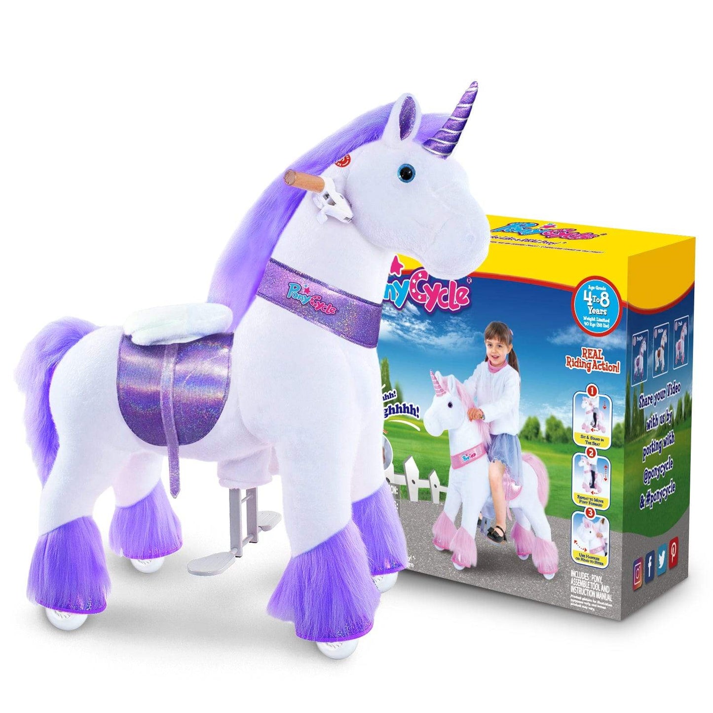 Model U® Unicorn Ride-On Toy Age 4–7 – Purple - PonyCycle, Inc.