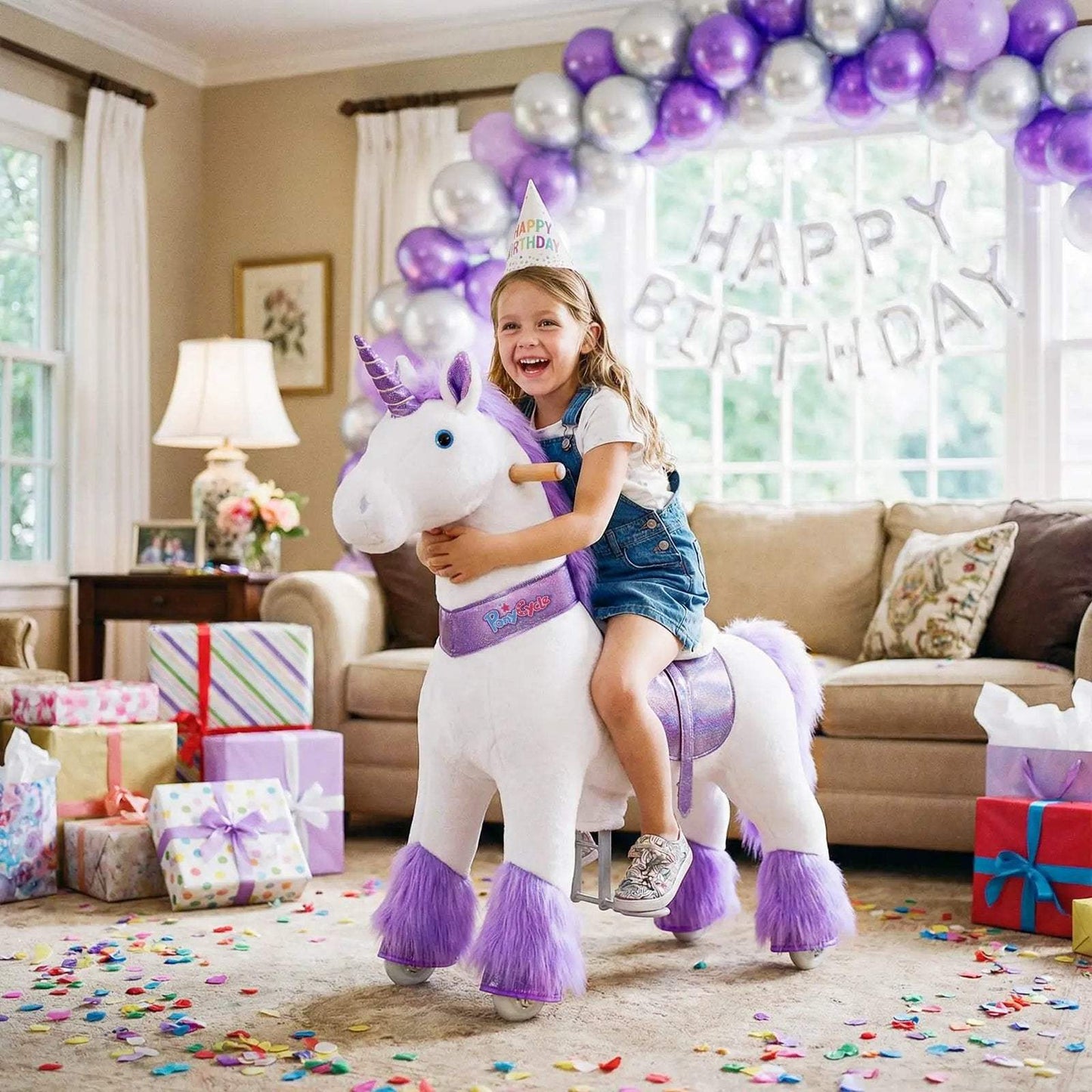 Model U® Unicorn Ride-On Toy Age 4–7 – Purple - PonyCycle, Inc.
