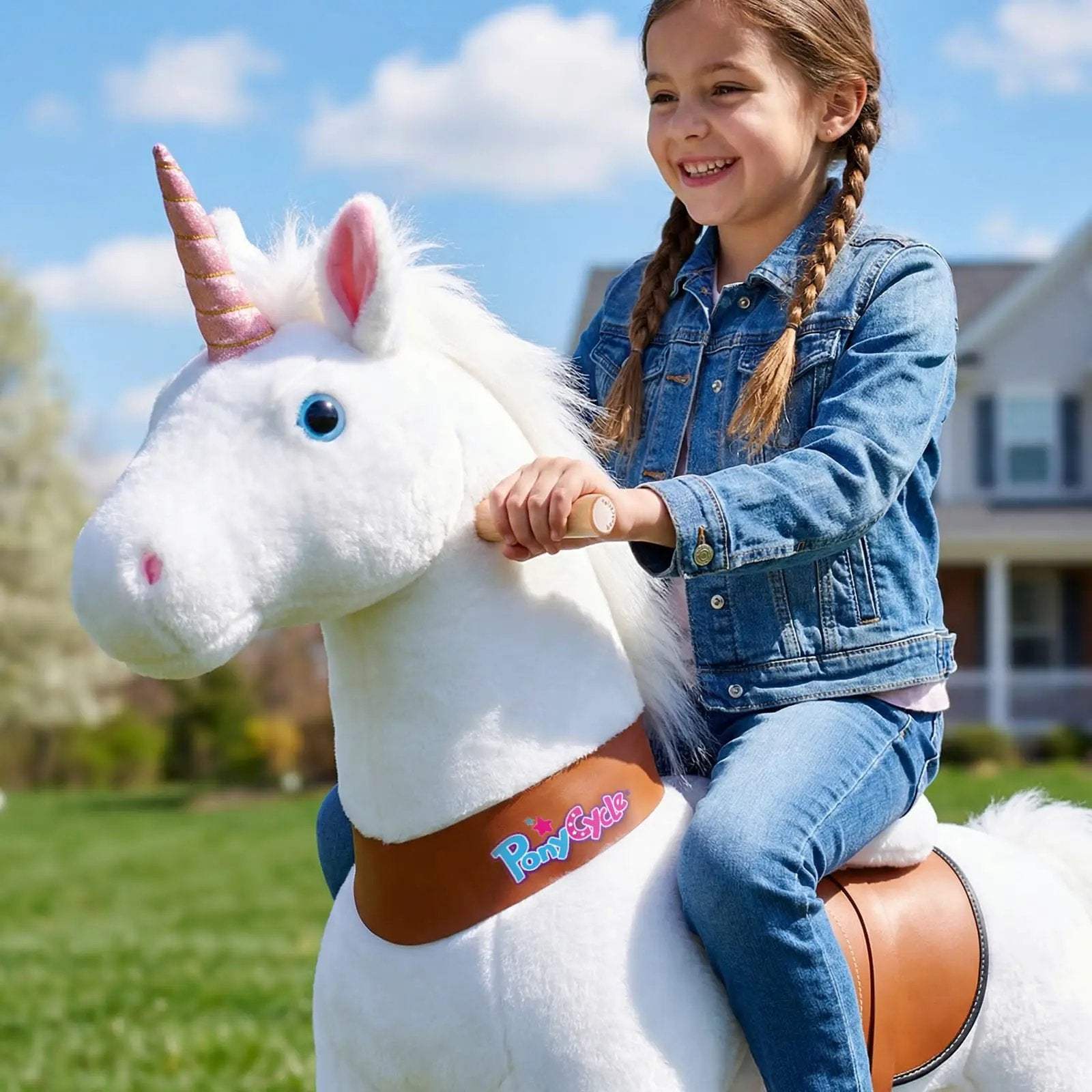 Model U® Unicorn Ride-On Toy Age 4–7 – White - PonyCycle, Inc.