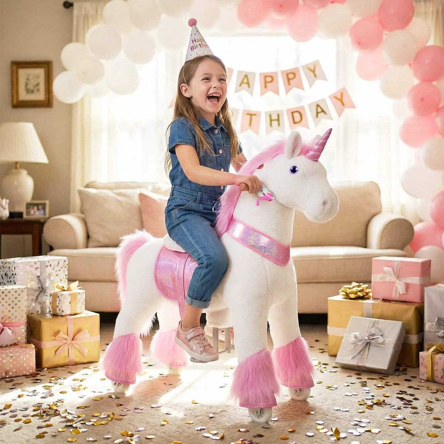 Model U® Unicorn Ride-On Toy Age 7+ – Pink - PonyCycle, Inc.