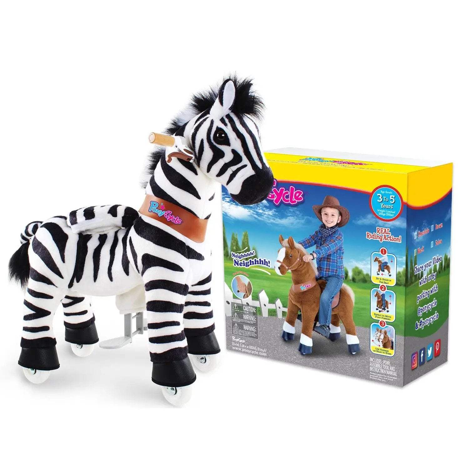 Model U® Zebra Ride-On Toy Age 3–4 - PonyCycle, Inc.