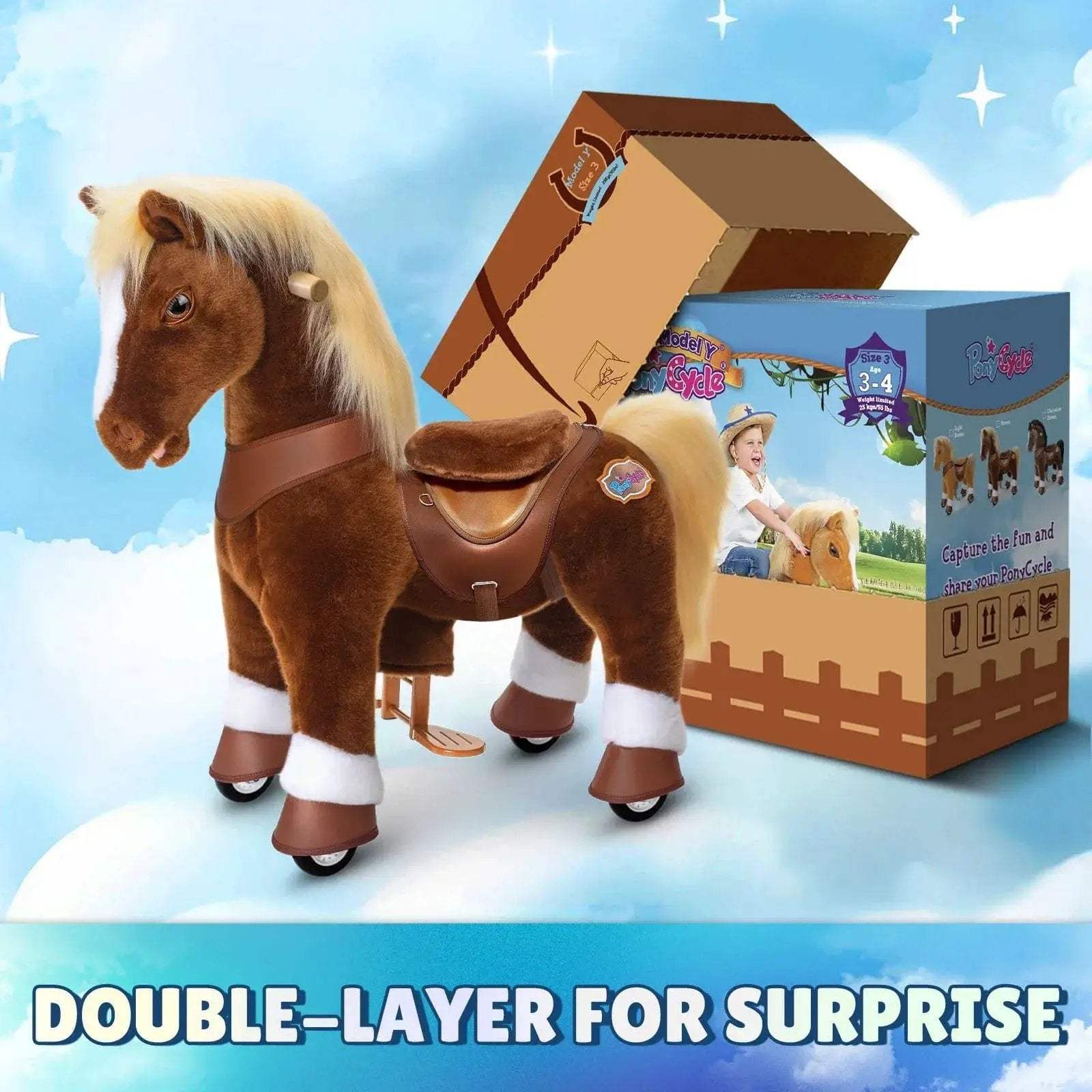 Model Y® Horse Ride-On Toy Age 3–4 – Brown - ToylandEU
