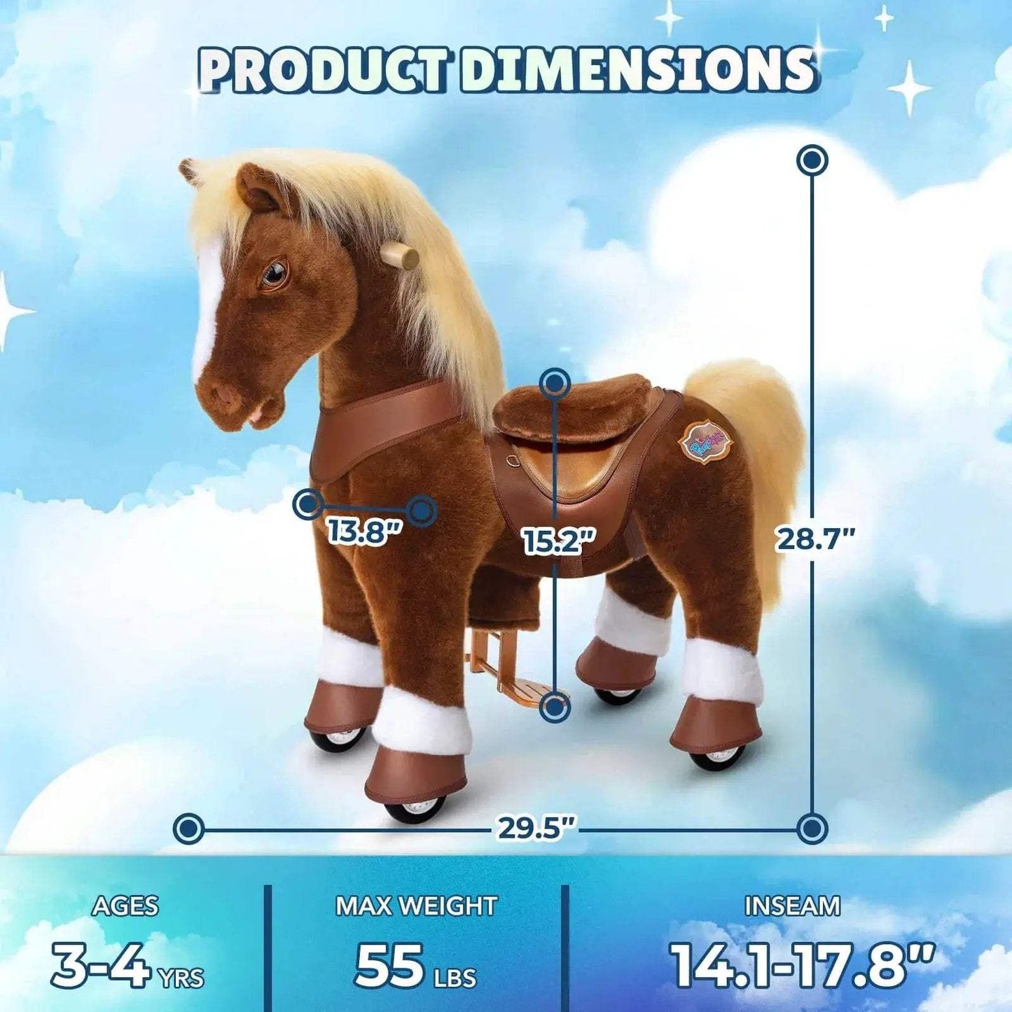 Model Y® Horse Ride-On Toy Age 3–4 – Brown - ToylandEU