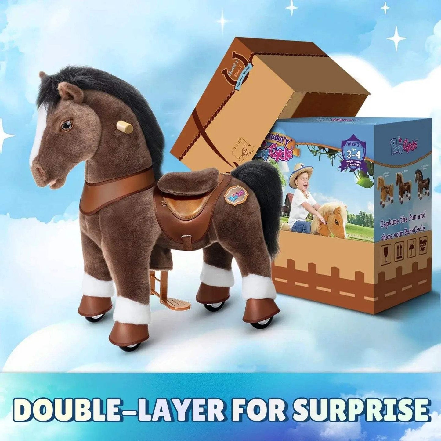 Model Y® Horse Ride-On Toy Age 3–4 – Chocolate Brown - ToylandEU