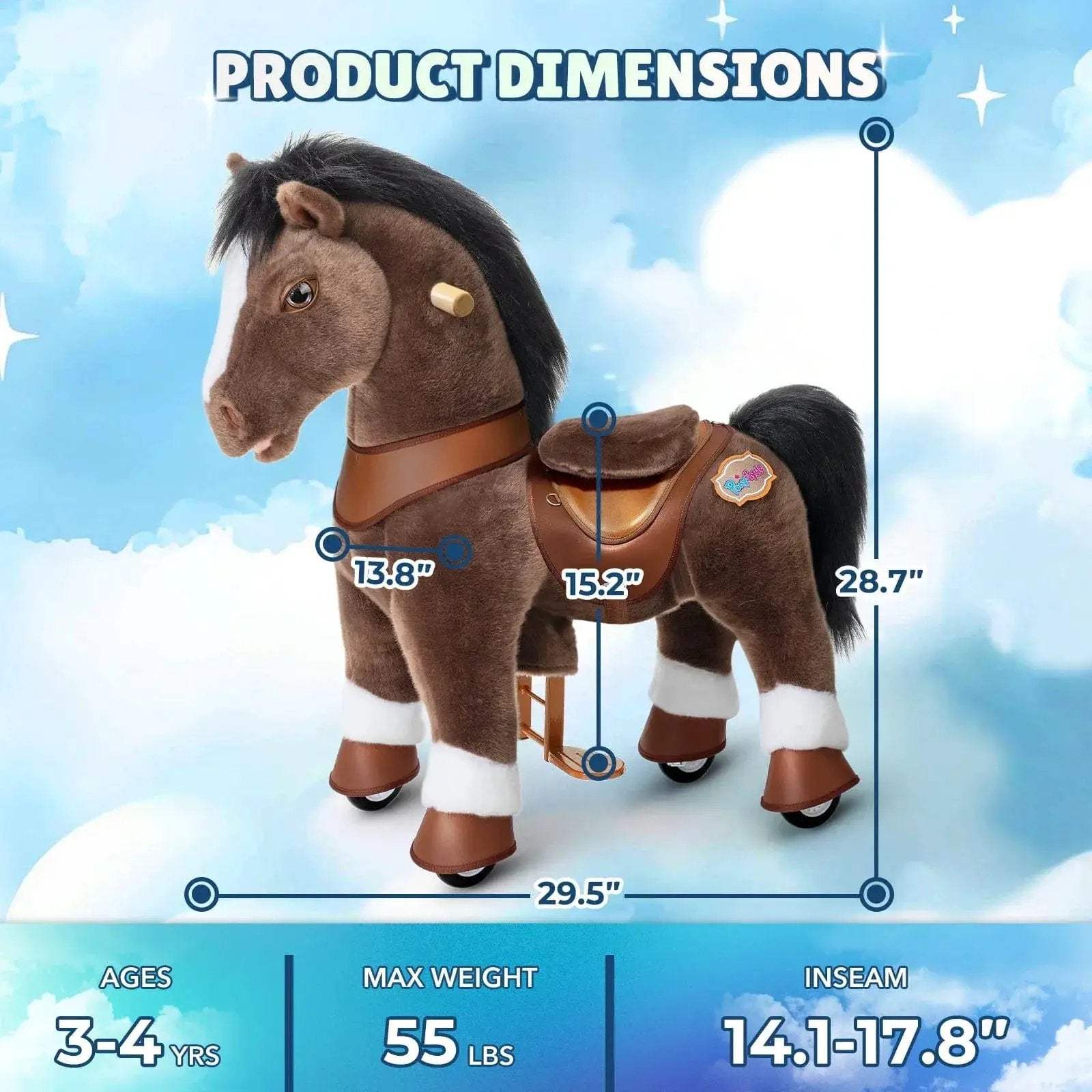 Model Y® Horse Ride-On Toy Age 3–4 – Chocolate Brown - ToylandEU