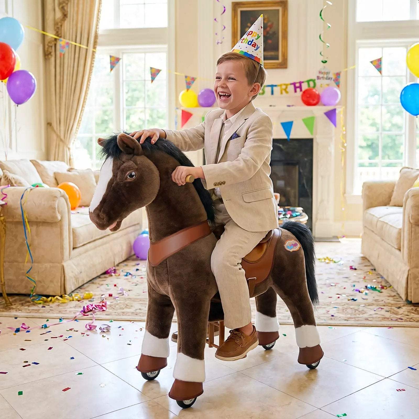 Model Y® Horse Ride-On Toy Age 3–4 – Chocolate Brown - PonyCycle, Inc.