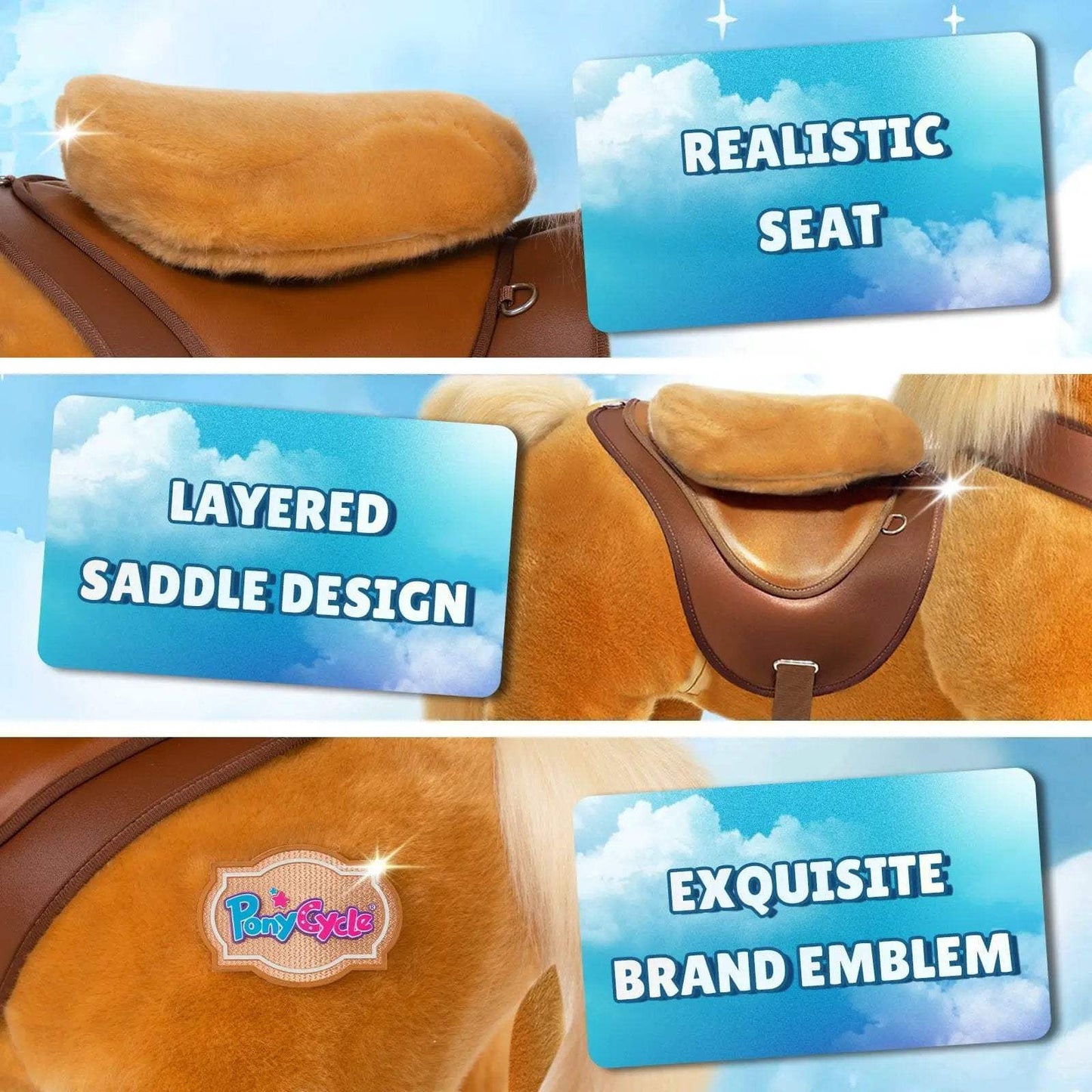 Model Y® Horse Ride-On Toy Age 3–4 – Light Brown - PonyCycle, Inc.