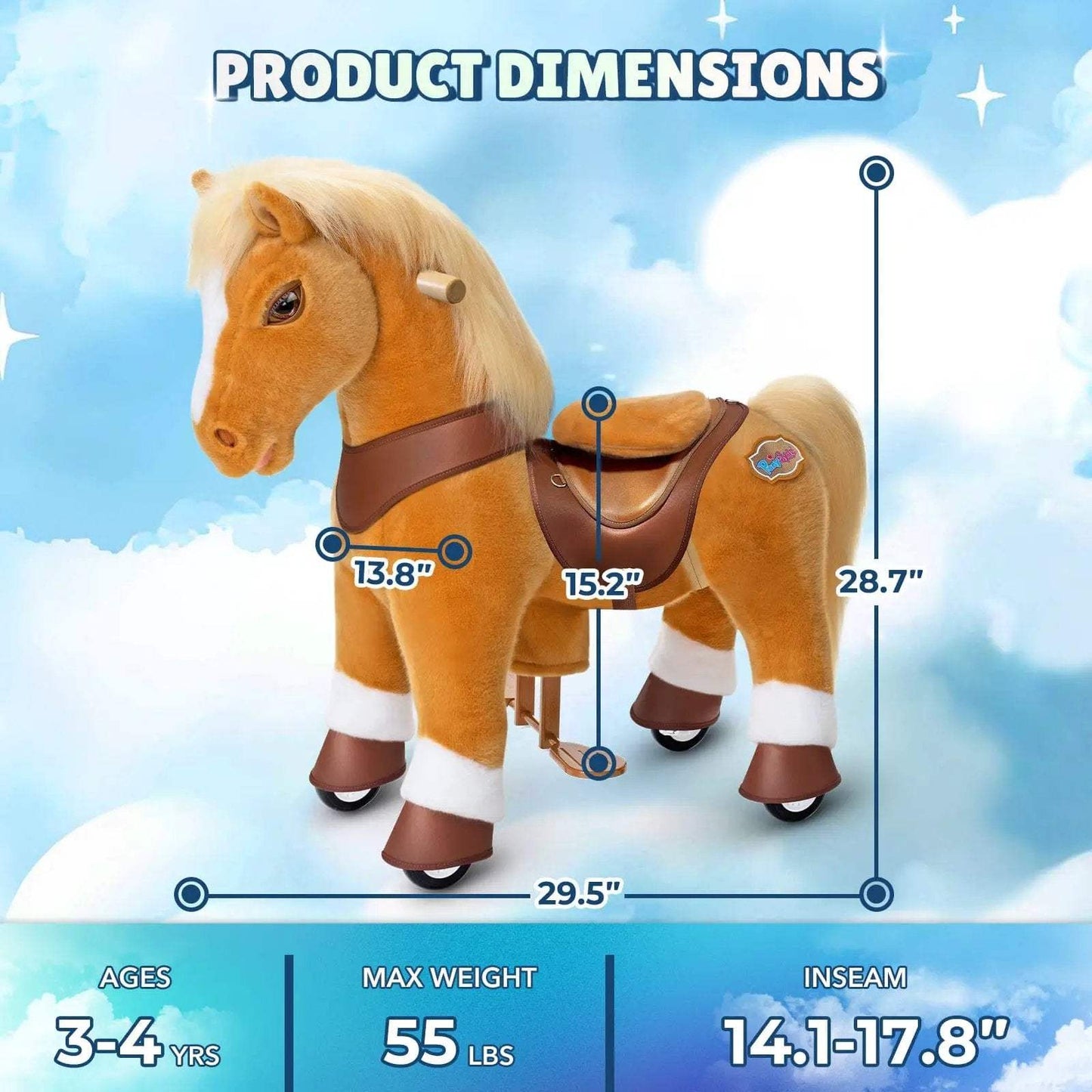Model Y® Horse Ride-On Toy Age 3–4 – Light Brown - PonyCycle, Inc.