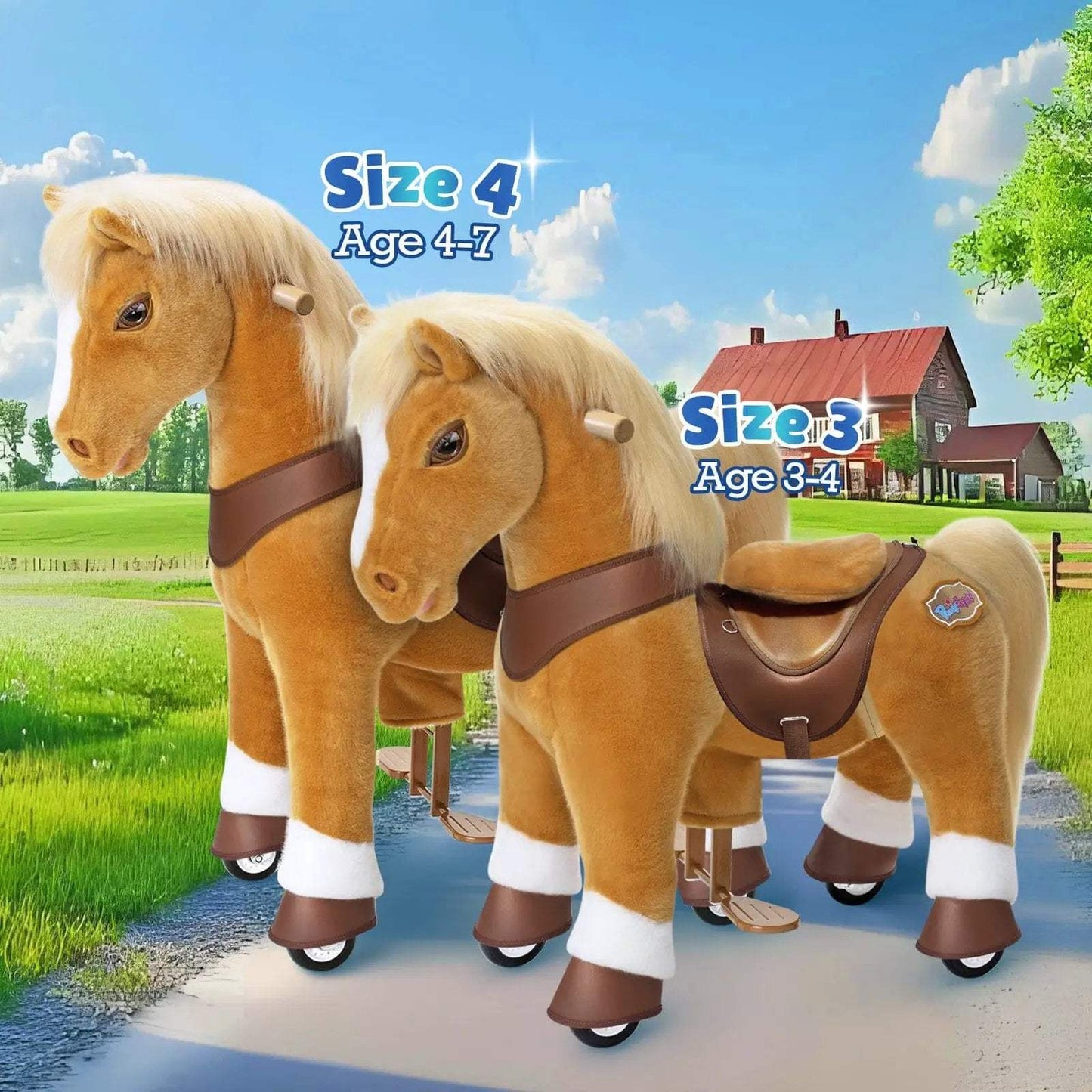 Model Y® Horse Ride-On Toy Age 3–4 – Light Brown - PonyCycle, Inc.