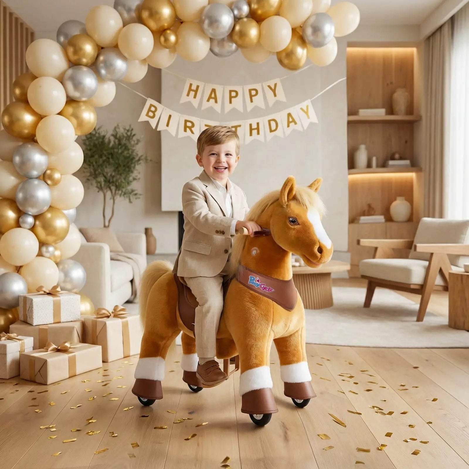 Model Y® Horse Ride-On Toy Age 3–4 – Light Brown - PonyCycle, Inc.