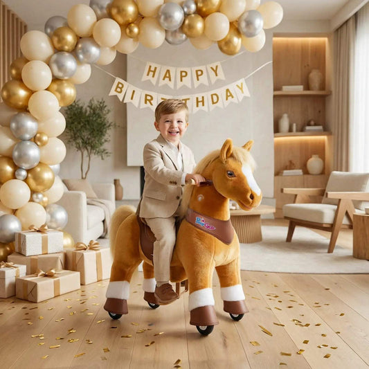  Rideable Toy Horse Durable Light Brown For Kids Ages 3 -  ToylandEU™