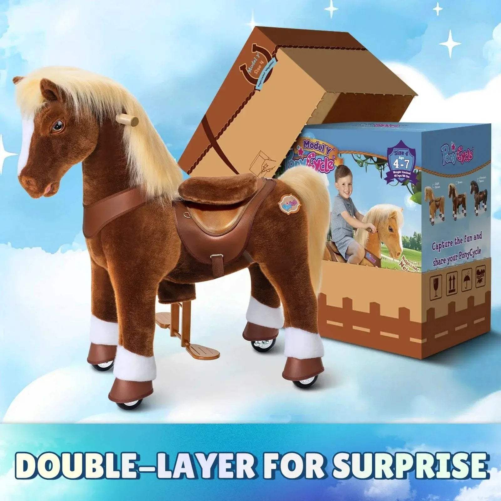Model Y® Horse Ride-On Toy Age 4–7 – Brown - ToylandEU