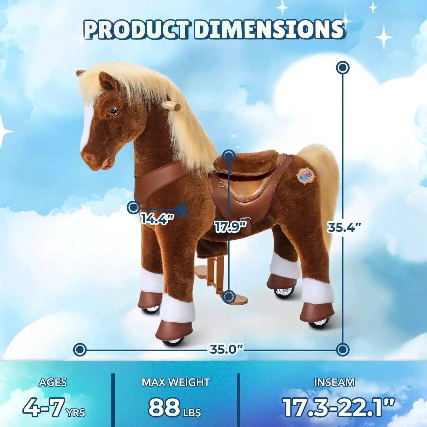 Model Y® Horse Ride-On Toy Age 4–7 – Brown - ToylandEU