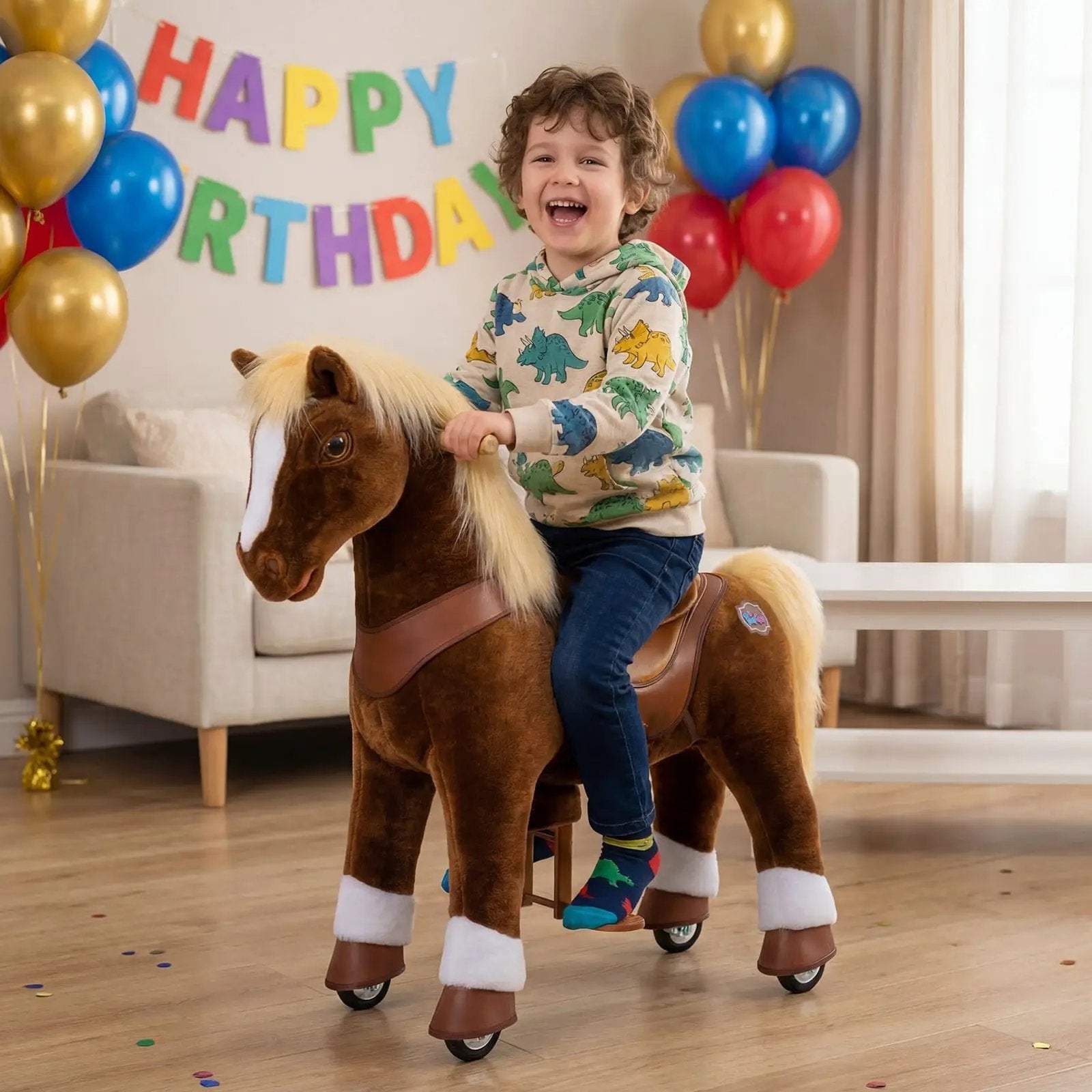 Model Y® Horse Ride-On Toy Age 4–7 – Brown - PonyCycle, Inc.