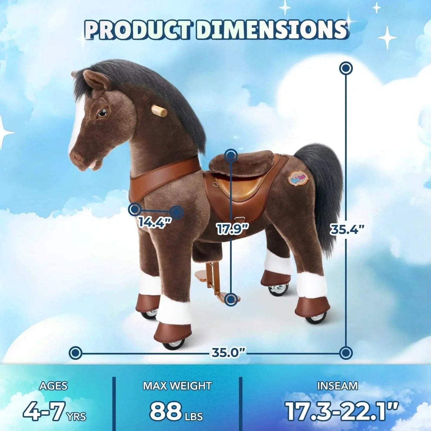Model Y® Horse Ride-On Toy Age 4–7 – Chocolate Brown - ToylandEU