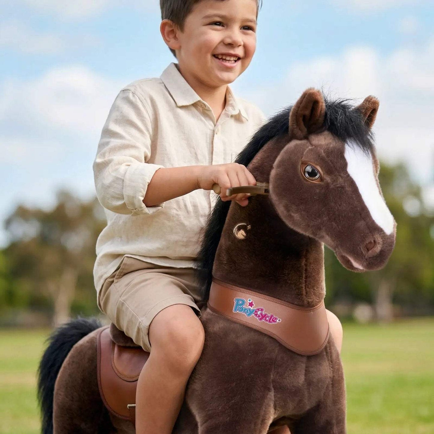 Model Y® Horse Ride-On Toy Age 4–7 – Chocolate Brown - PonyCycle, Inc.