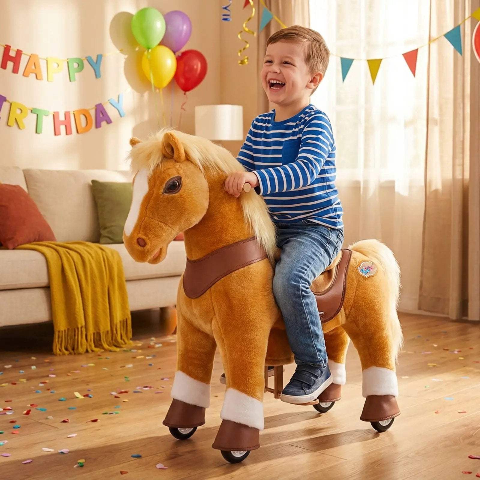 Model Y® Horse Ride-On Toy Age 4–7 – Light Brown - PonyCycle, Inc.