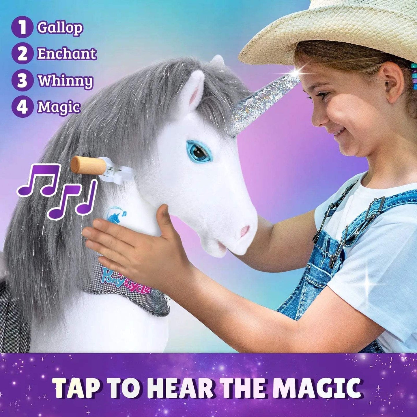Model Y® Unicorn Ride-On Toy Age 3–4 – Grey - PonyCycle, Inc.