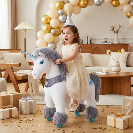  Unicorn Ride On Toy Grey For Ages 3 To 4 Premium -  ToylandEU™