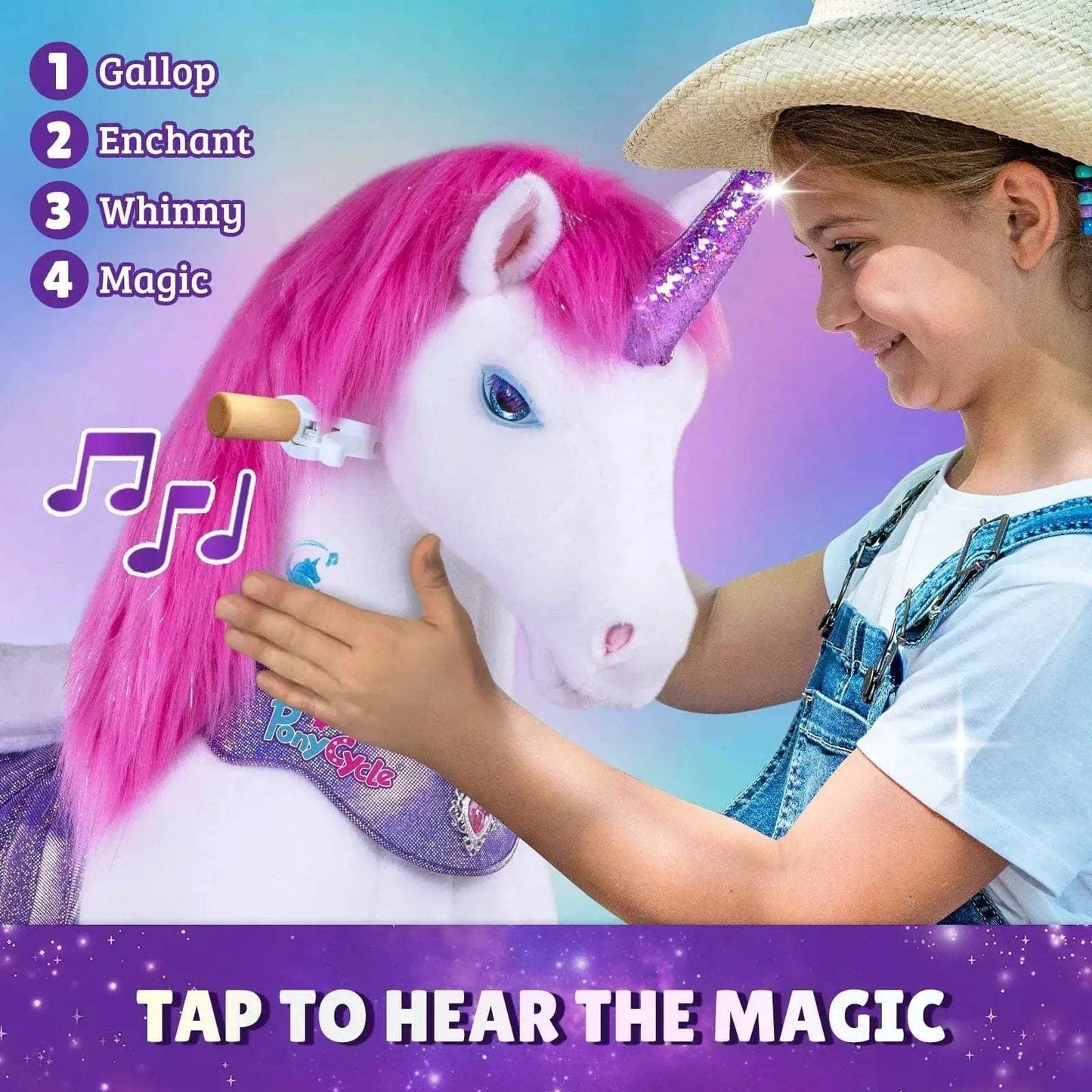 Model Y® Unicorn Ride-On Toy Age 3–4 – Pink/Purple - ToylandEU