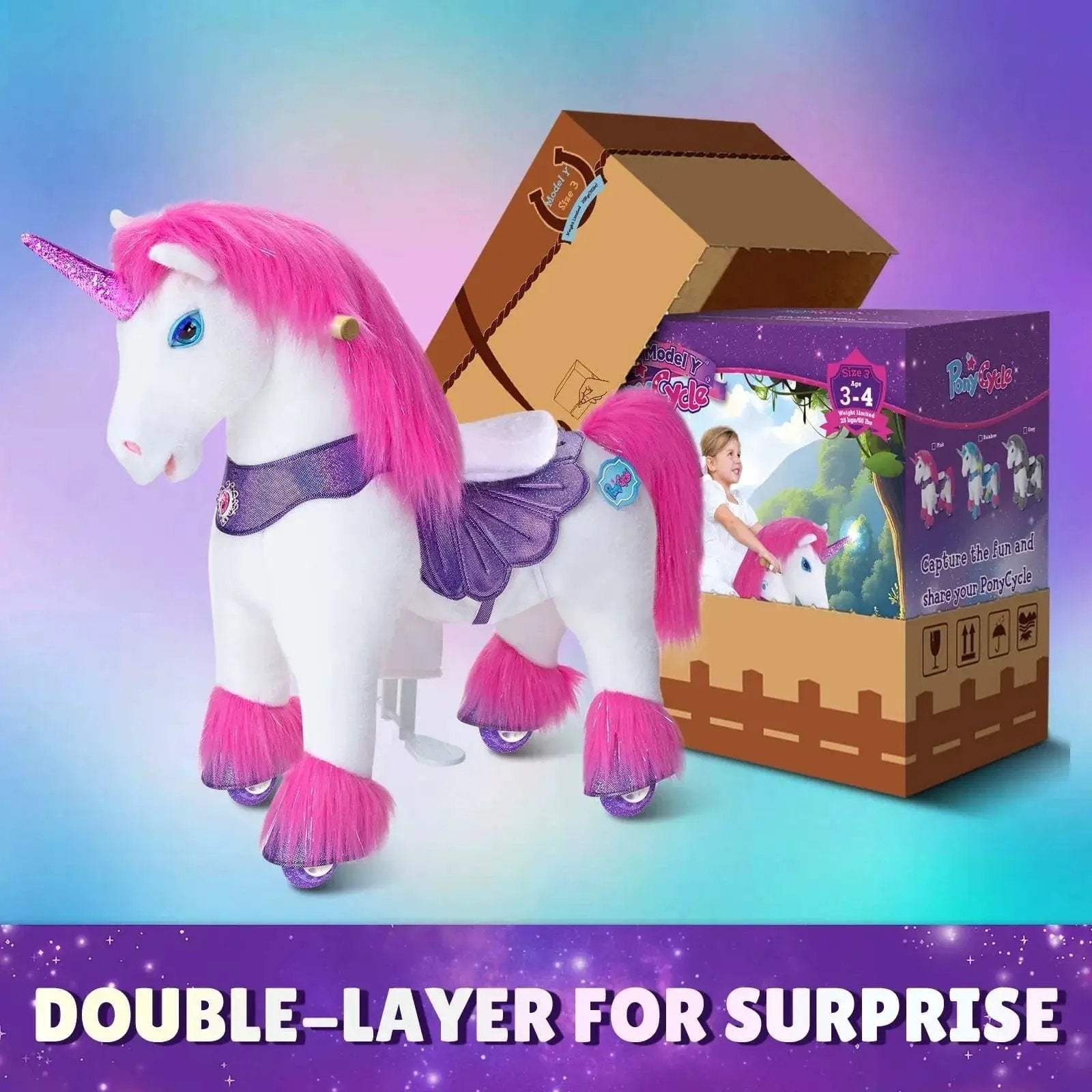 Model Y® Unicorn Ride-On Toy Age 3–4 – Pink/Purple - ToylandEU