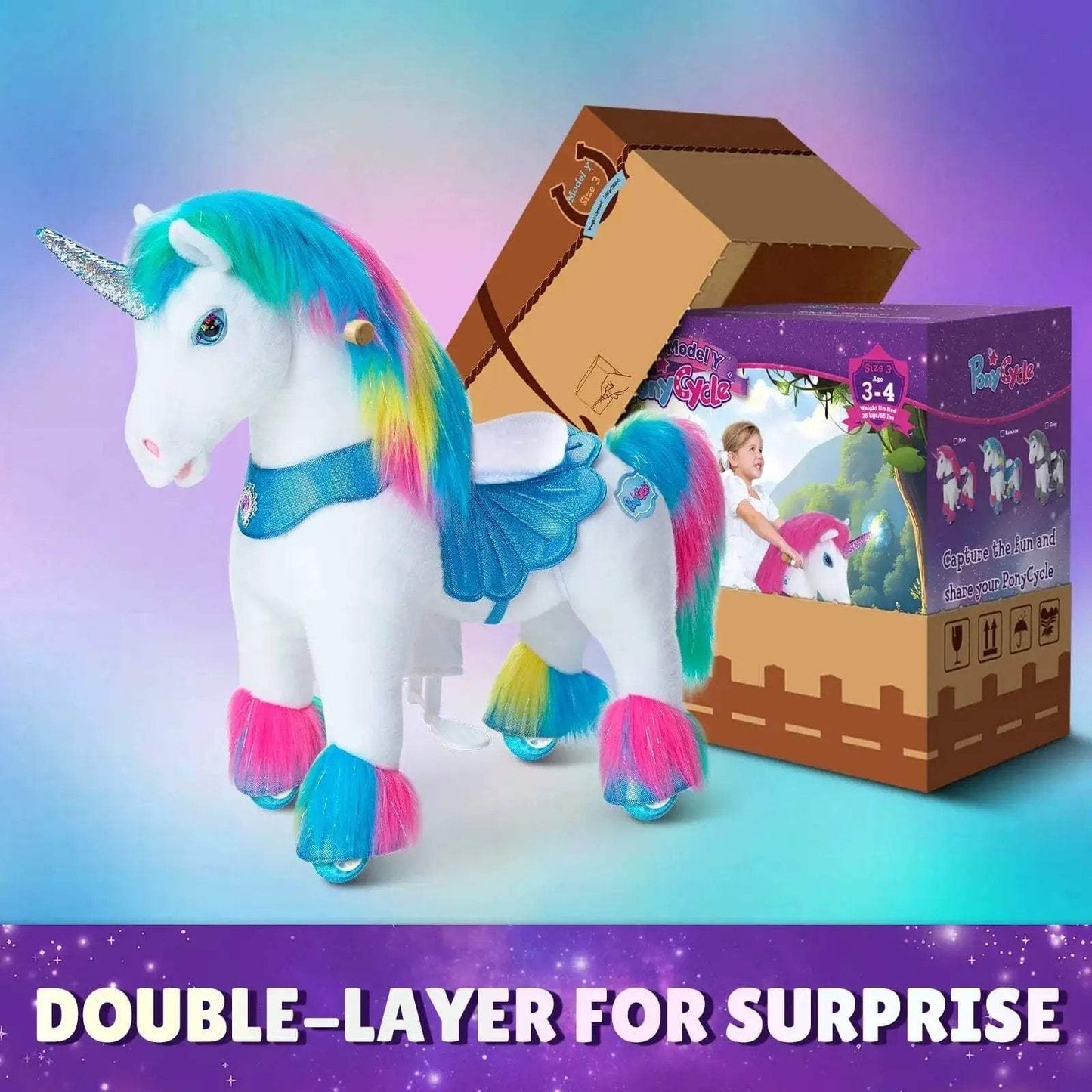 Model Y® Unicorn Ride-On Toy Age 3–4 – Rainbow - ToylandEU