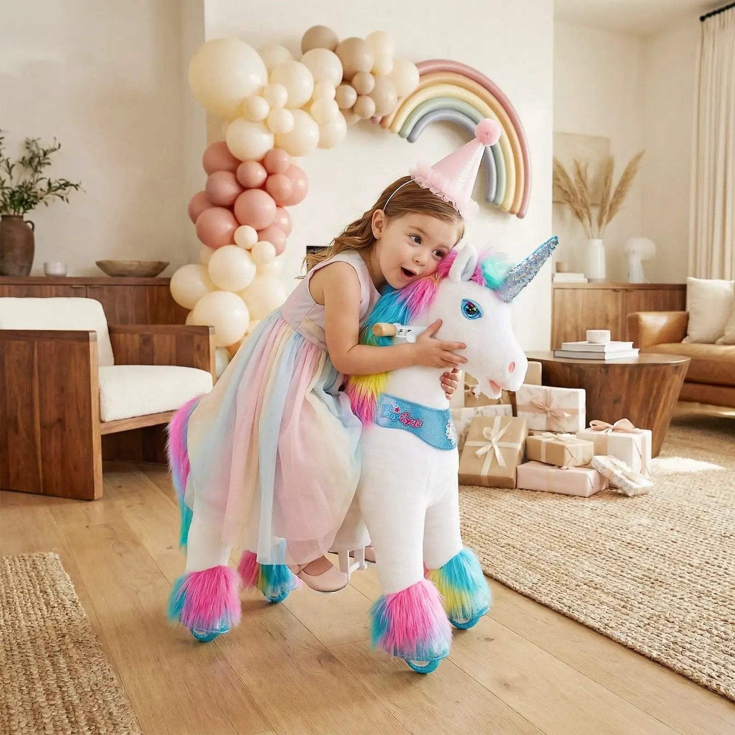 Model Y® Unicorn Ride-On Toy Age 3–4 – Rainbow - PonyCycle, Inc.