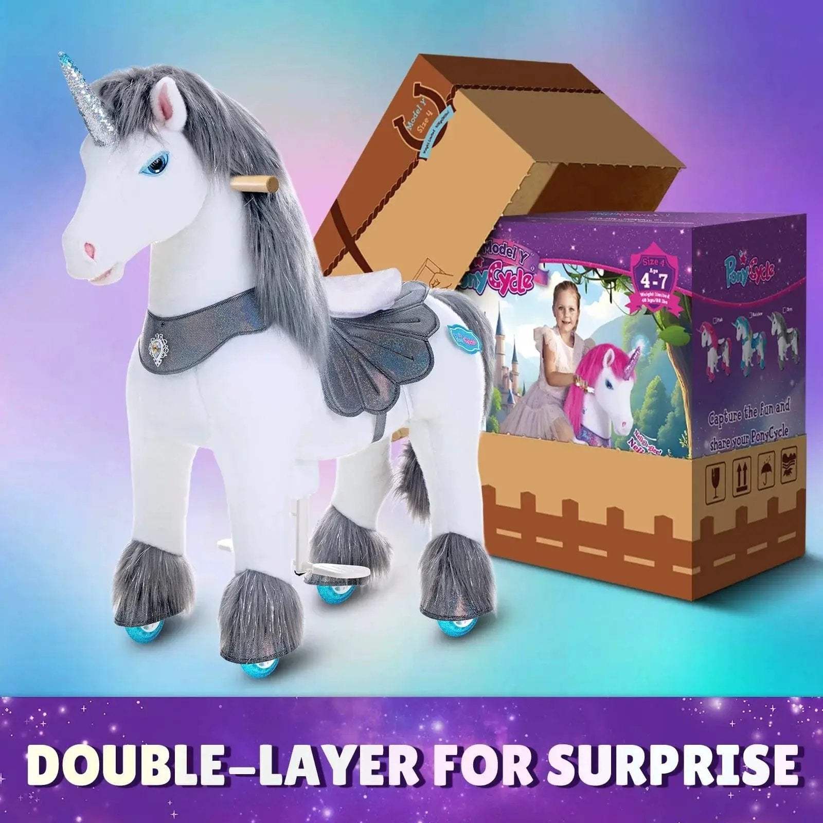 Model Y® Unicorn Ride-On Toy Age 4–7 – Grey - ToylandEU